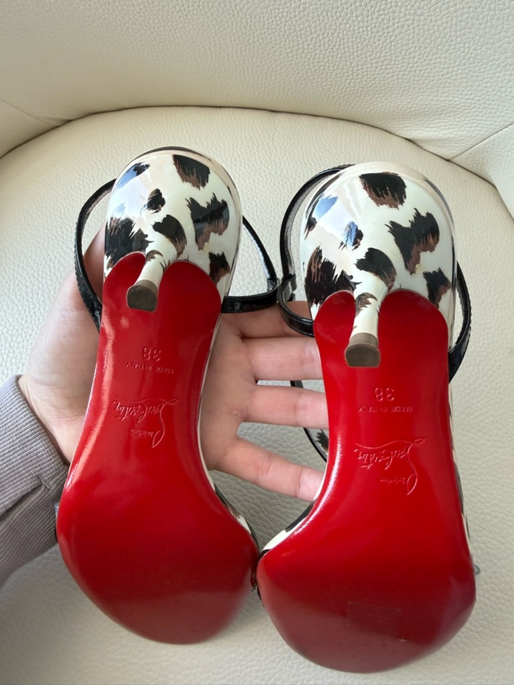 Christian Louboutin Rosalie 55 sandal leopard Gigi Print Kitten Heels 38 - NEW - Picture 6 of 8